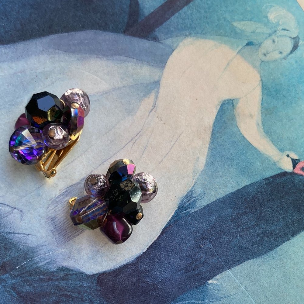 50s Hattie Carnegie Crystal Cluster Earrings